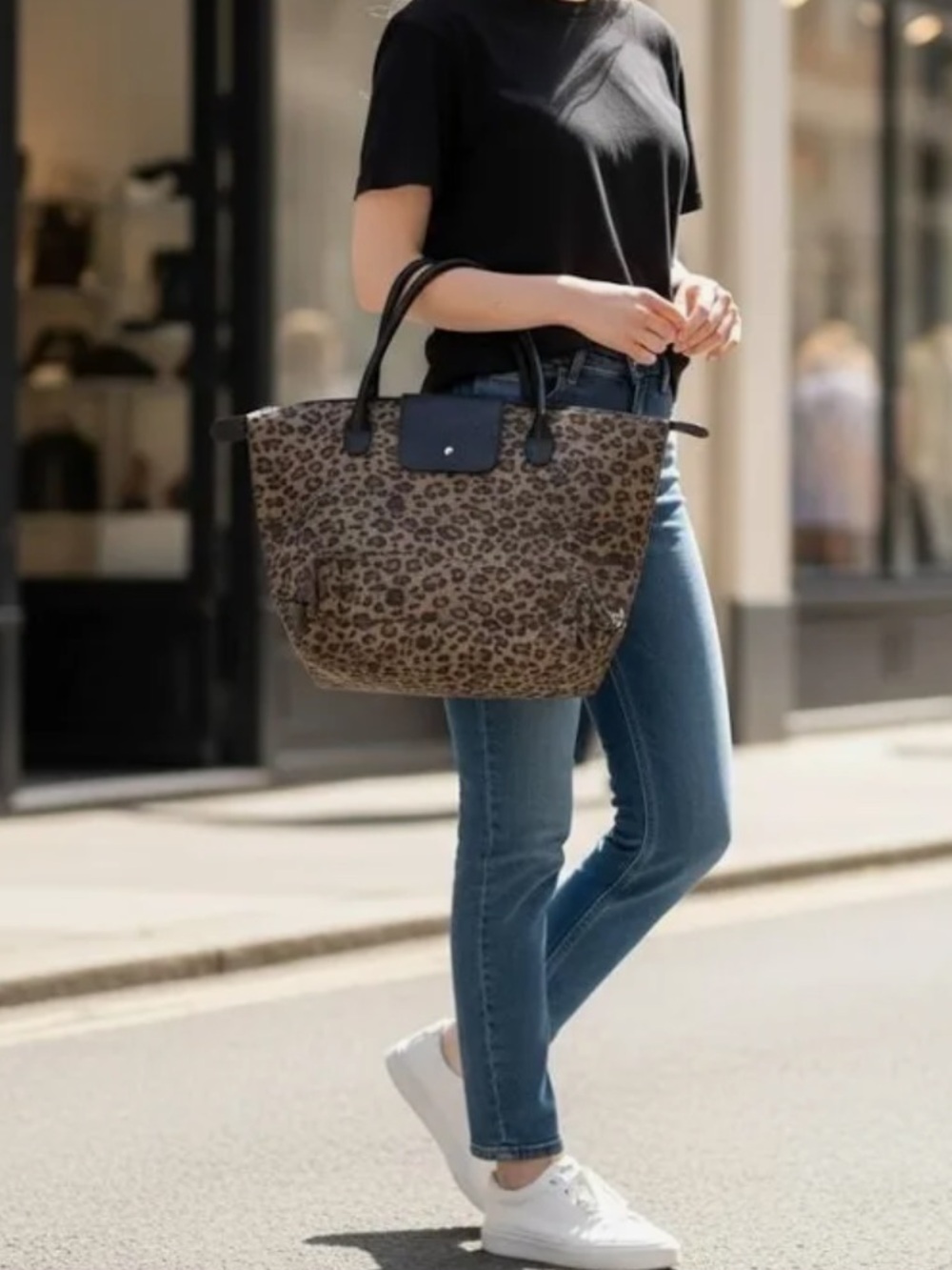 Chico’s Leopard Print Foldable Tote Bag